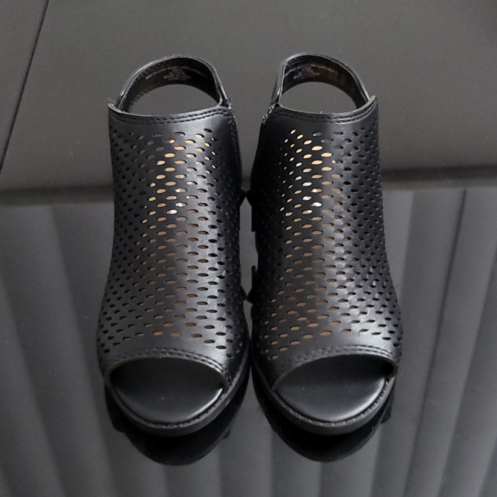 Soda Gemma Mini Heel Sandals, Black Size 12